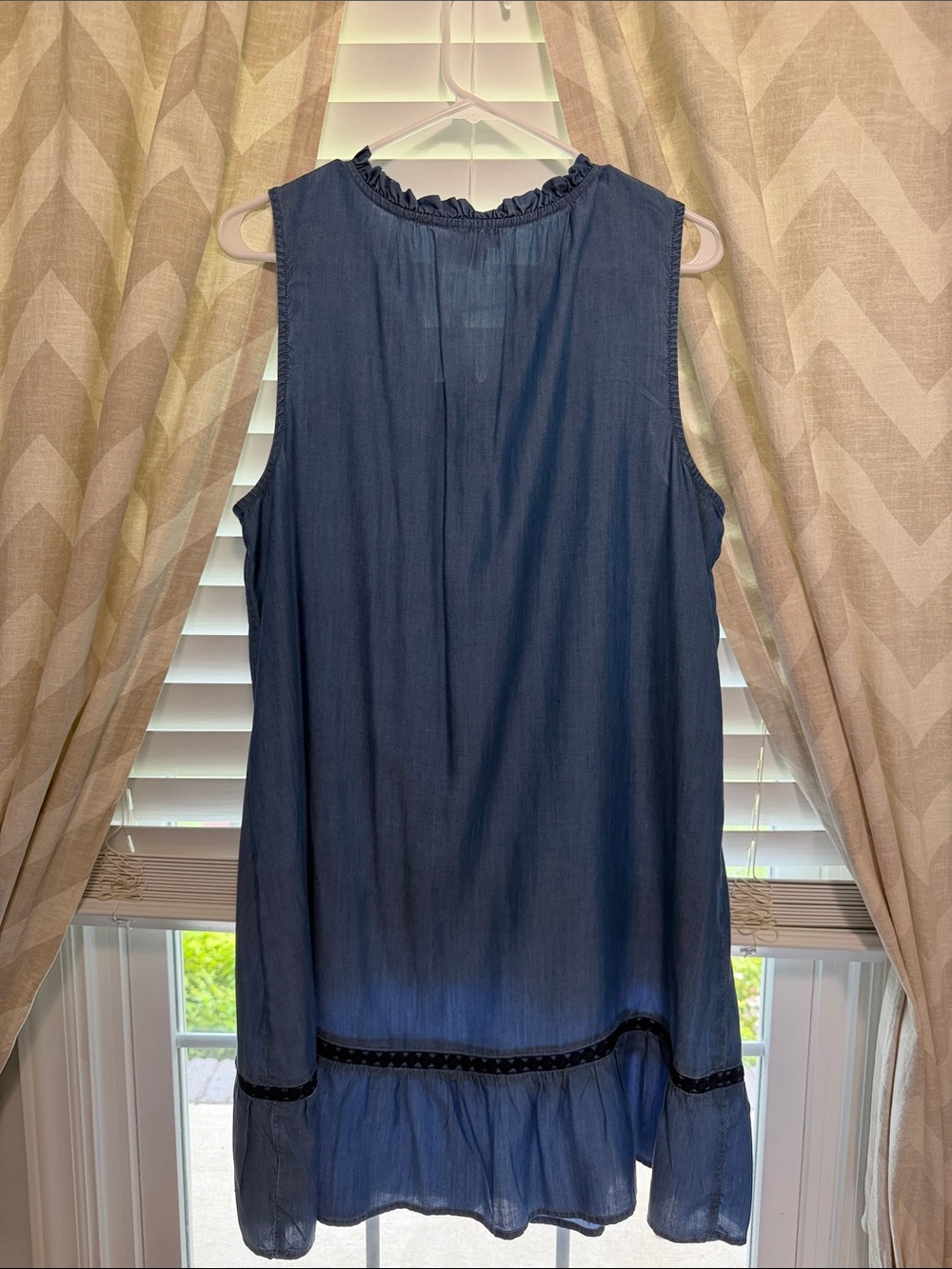 crown &Ivy Blue Jean dress  color with black trimming - Picture 2 of 6
